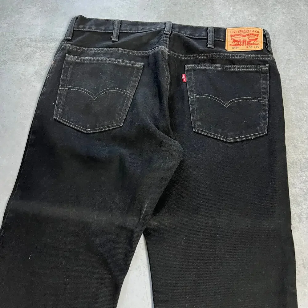 Levi's 517 Bootcut Men's Size 38x30 Black Jeans Slim Flare Denim